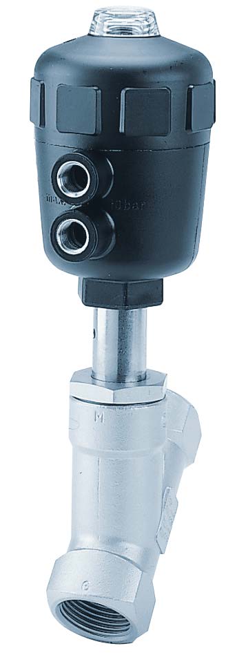 Stainless steel pneumatic angle seat valve