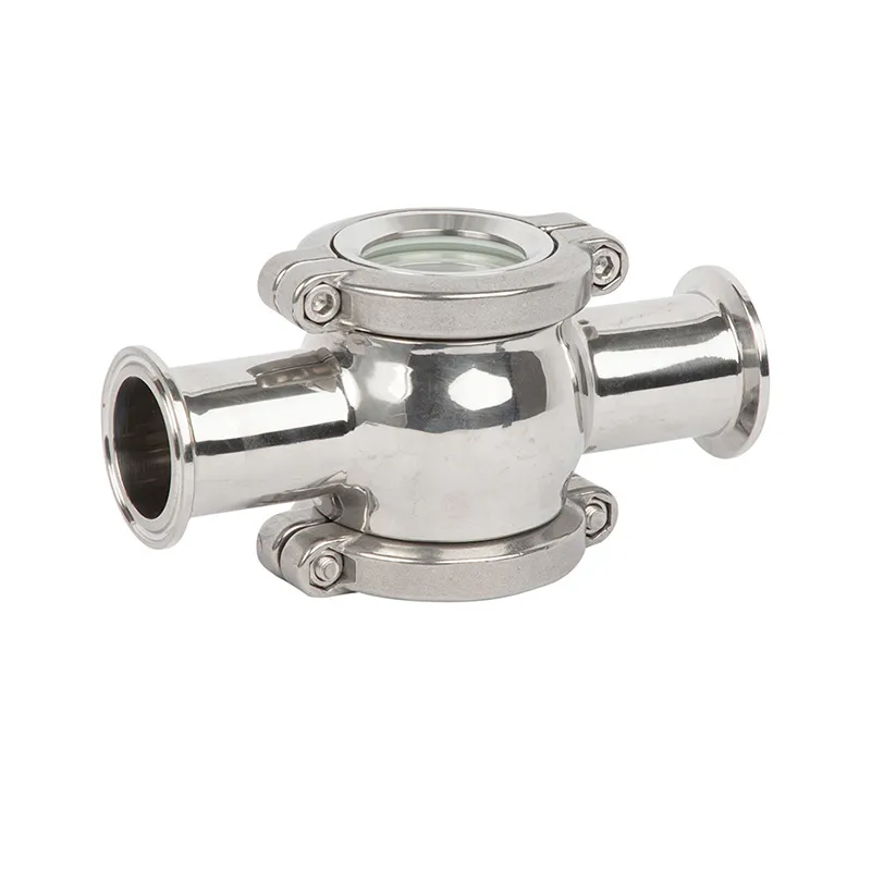 Sanitary Clamp Cross Sight Glass Stainless Steel High Temperature And Pressure Resistant LED Light/Wiper SS304 SS316L Tank Fitting Sight Glass - Image 2
