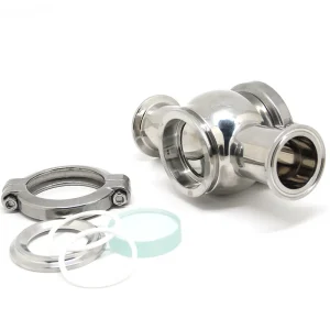 Sanitary Clamp Cross Sight Glass Stainless Steel High Temperature And Pressure Resistant LED Light/Wiper SS304 SS316L Tank Fitting Sight Glass